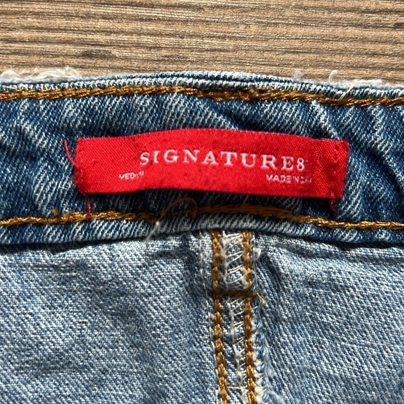 Signature8 Distressed Denim Mini Skirt Sz M Punk Rock Festival Summer Beach - Picture 5 of 8